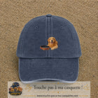 Image principale casquette Bleu marine délavé avec motif Chien avec collier 5 cm
