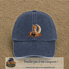 Image principale casquette Bleu marine délavé avec motif Renard de lune 7 cm