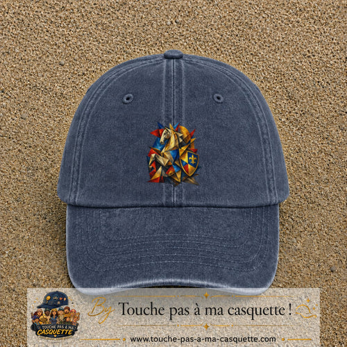 Image principale casquette Bleu marine délavé avec motif Chevalier mosaïque 7 cm