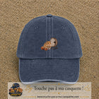 Casquette Bleu marine délavé motif Hamster avec roue logo 5 cm