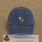 Casquette Bleu marine délavé motif Plante graphique logo 5 cm