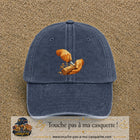 Casquette Bleu marine délavé motif Travail du bois logo 7 cm