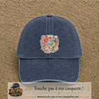 Casquette Bleu marine délavé avec motif Merci les Mariés en 7 cm – vue principale