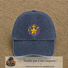Casquette Bleu marine délavé motif Étoile couronnée logo 7 cm