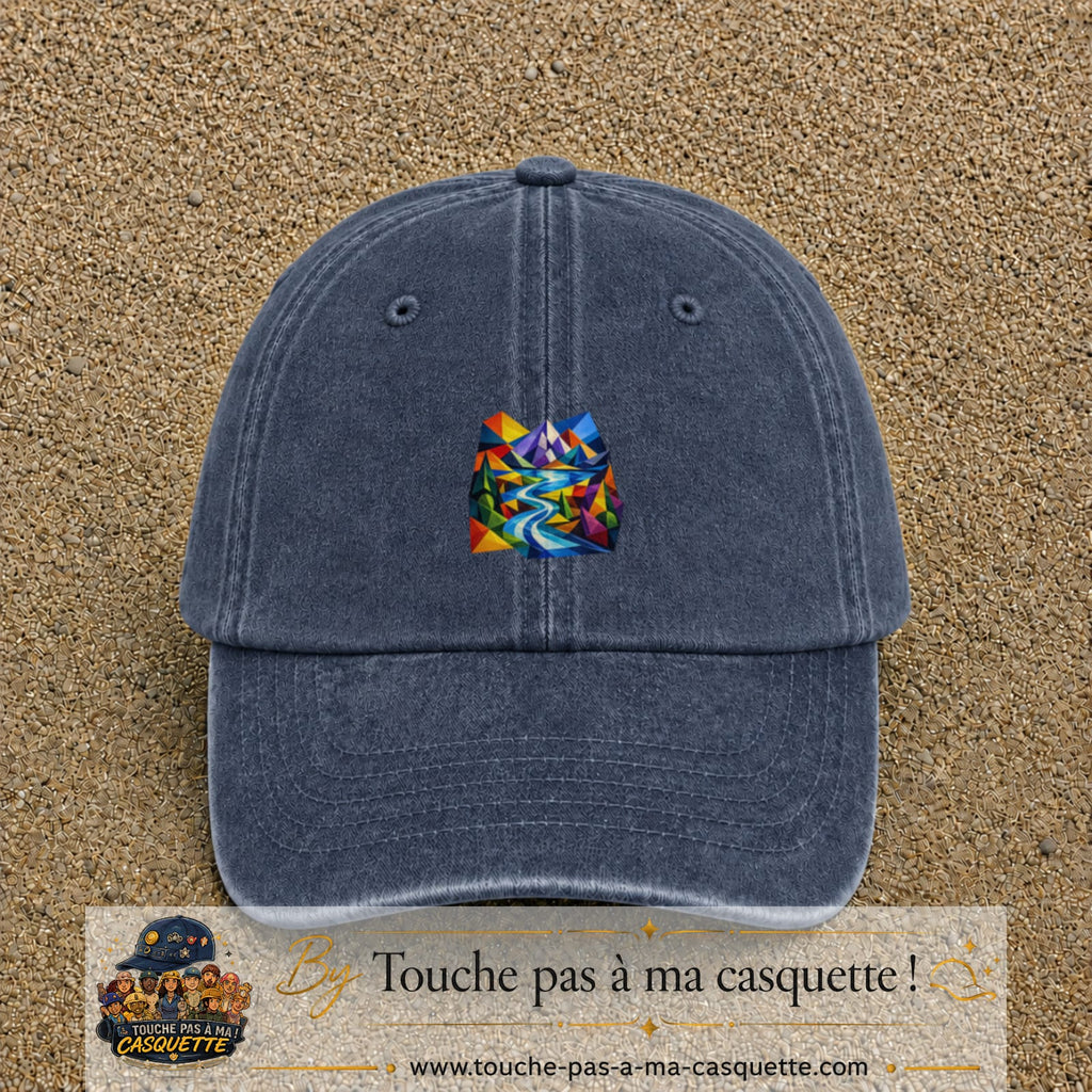 Image principale casquette Bleu marine délavé avec motif Rivière de montagne 5 cm