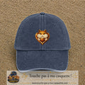 Casquette Bleu marine délavé avec motif Hamster au gland dans un cœur en 7 cm – vue principale