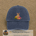 Image principale casquette Bleu marine délavé avec motif Lapin fleuri 7 cm