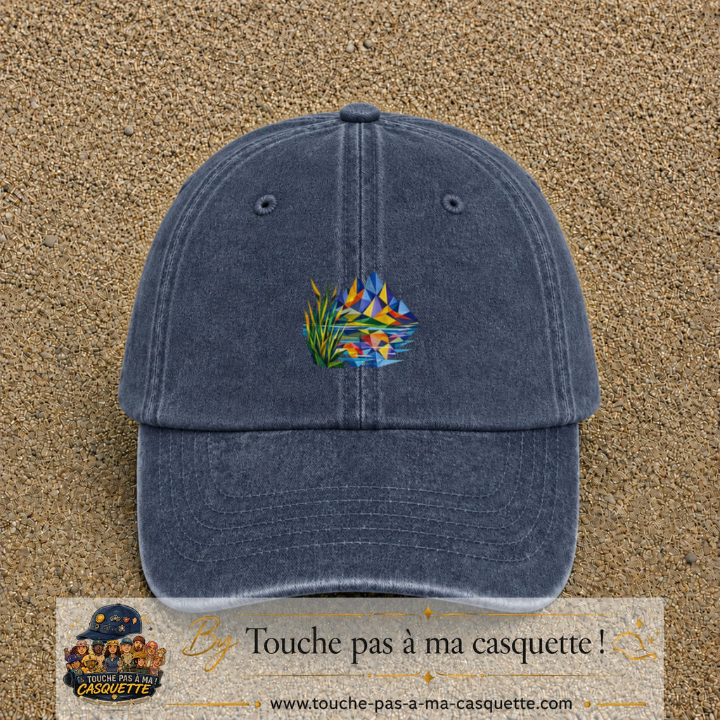 Image principale casquette Bleu marine délavé avec motif Lac de montagne 5 cm