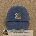 Casquette Bleu marine délavé motif Glace tropicale logo 7 cm