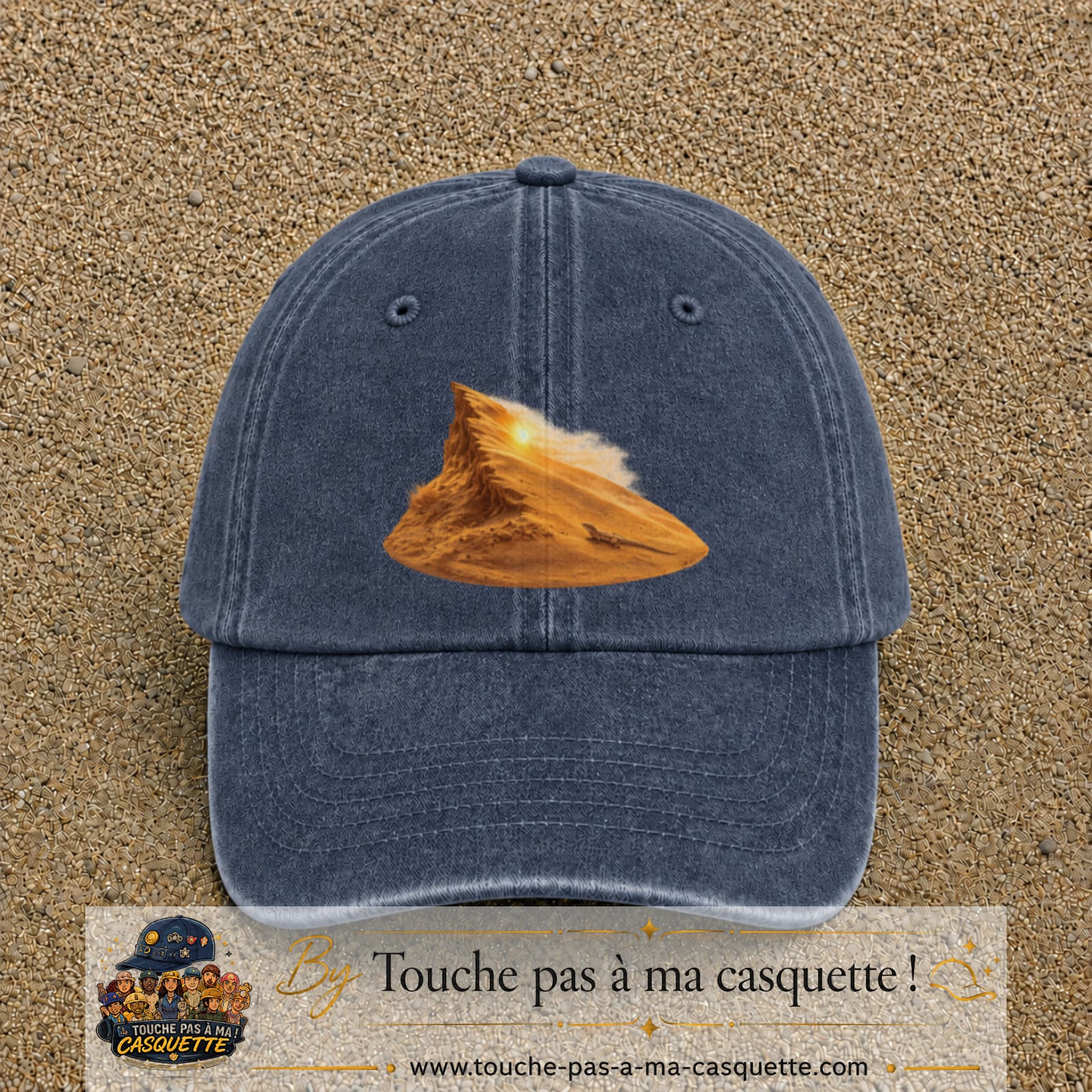 Image principale casquette Bleu marine délavé avec motif Dune du désert 7 cm