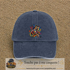 Image principale casquette Bleu marine délavé avec motif Cheval mosaïque 7 cm