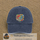 Casquette Bleu marine délavé avec motif Merci coach multisport en 7 cm – vue principale