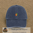 Casquette Bleu marine délavé motif Chat feuille logo 3 cm