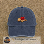 Casquette Bleu marine délavé motif Patte de chien et cœur logo 5 cm