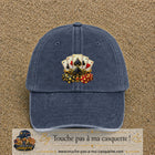 Casquette Bleu marine délavé motif Poker cartes et jetons logo 7 cm