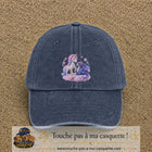 Casquette Bleu marine délavé avec motif Licorne et dragon sur un nuage en 7 cm – vue principale