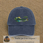 Casquette Bleu marine délavé avec motif Prénom Damien nature et cerf en 5 cm – vue principale