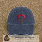 Image principale produit138grosBM - casquette Bleu marine délavé avec visuel Cœur rouge 7 cm
