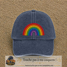 Image principale produit187grosBM - casquette Bleu marine délavé avec visuel Arc-en-ciel 7 cm