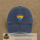 Image principale produit25moyenBM - casquette Bleu marine délavé avec visuel Cœur arc-en-ciel écusson 5 cm