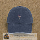 Image principale produit34petitBM - casquette Bleu marine délavé avec visuel Colibri coloré 3 cm
