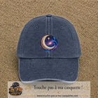 Image principale produit58grosBM - casquette Bleu marine délavé avec visuel Galaxie lune 7 cm