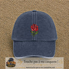 Image principale produit147grosBM - casquette Bleu marine délavé avec visuel Rose géométrique 7 cm