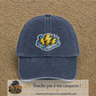 Image principale produit77grosBM - casquette Bleu marine délavé avec visuel Éclairs 7 cm