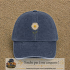 Image principale produit66grosBM - casquette Bleu marine délavé avec visuel Marguerite simple 7 cm