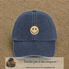 Image principale produit178moyenBM - casquette Bleu marine délavé avec visuel Smiley 5 cm