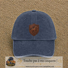 Image principale produit193grosBM - casquette Bleu marine délavé avec visuel Cheval écusson cuir 7 cm