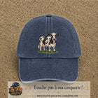 Image principale produit69grosBM - casquette Bleu marine délavé avec visuel Vache noir blanc 7 cm