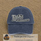 Image principale produit122grosBM - casquette Bleu marine délavé avec visuel Vache message français 7 cm