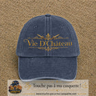 Image principale produit53grosBM - casquette Bleu marine délavé avec visuel Vie de Château 7 cm