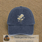 Image principale produit21grosBM - casquette Bleu marine délavé avec visuel Bouquet de marguerites 7 cm