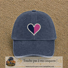 Image principale produit116grosBM - casquette Bleu marine délavé avec visuel Cœur bicolore 7 cm