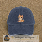Image principale produit83grosBM - casquette Bleu marine délavé avec visuel Chaton roux 7 cm
