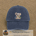 Image principale produit87grosBM - casquette Bleu marine délavé avec visuel Koala bambou 7 cm