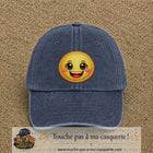 Image principale produit9grosBM - casquette Bleu marine délavé avec visuel Emoji souriant 7 cm