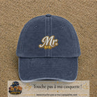 Image principale produit110moyenBM - casquette Bleu marine délavé avec visuel Mr élégant 5 cm