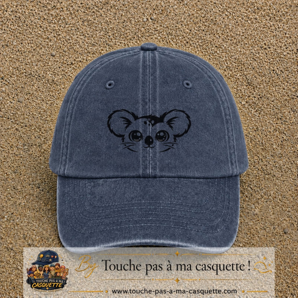 Image principale produit100moyenBM - casquette Bleu marine délavé avec visuel Koala visage 5 cm