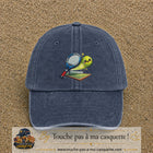 Image principale produit81grosBM - casquette Bleu marine délavé avec visuel Tennis court raquette 7 cm