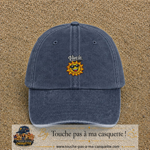 Image principale produit123moyenBM - casquette Bleu marine délavé avec visuel Vive le soleil 5 cm