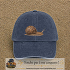 Image principale produit74moyenBM - casquette Bleu marine délavé avec visuel Escargot 5 cm