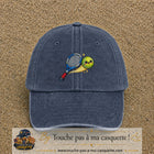 Image principale produit80grosBM - casquette Bleu marine délavé avec visuel Tennis raquette balle 7 cm