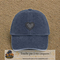 Image principale produit97moyenBM - casquette Bleu marine délavé avec visuel Cœur léopard perles 5 cm