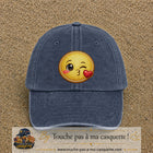 Image principale produit10grosBM - casquette Bleu marine délavé avec visuel Emoji bisou cœur 7 cm