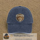 Image principale produit40grosBM - casquette Bleu marine délavé avec visuel Lion roi je suis le roi 7 cm