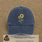 Image principale produit12grosBM - casquette Bleu marine délavé avec visuel Tournesol avec tige 7 cm