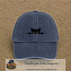 Image principale produit14moyenBM - casquette Bleu marine délavé avec visuel Chat noir caché pattes 5 cm